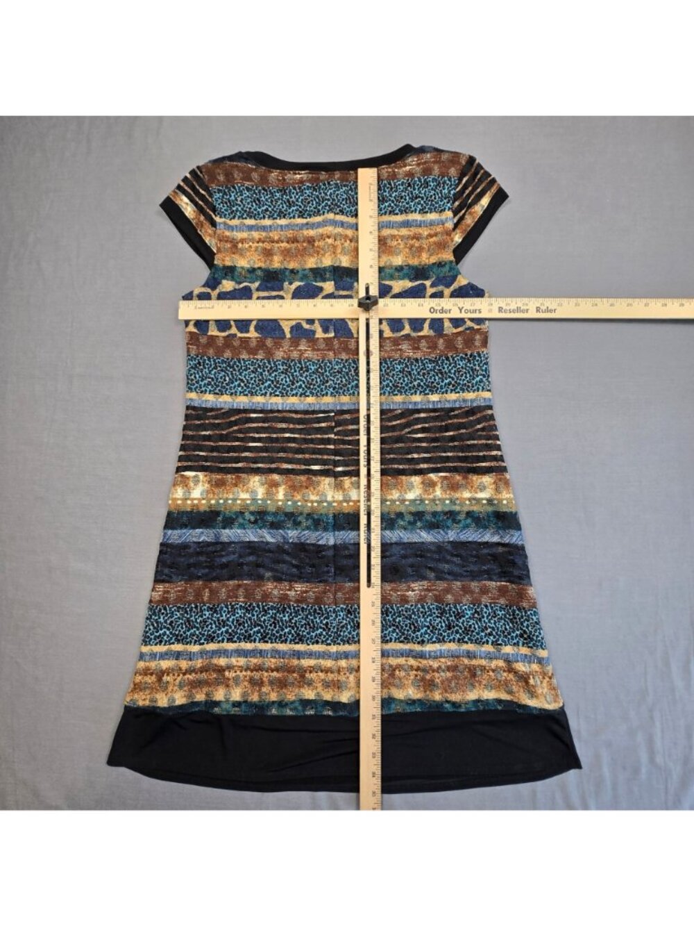 Chris McLaughlin Size 10 Dress Animal Print Striped Design Short Sleeve Sheath - Picture 4 of 5